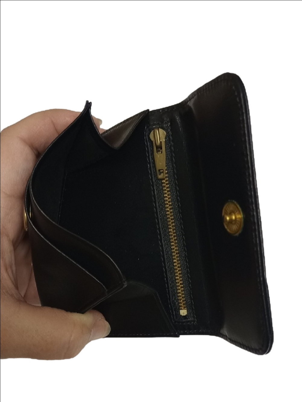 COACH BLACK VINTAGE 1970's GENUINE LEATHER CARD HOLDER SNAP ON MINI WALLET - Picture 7 of 11